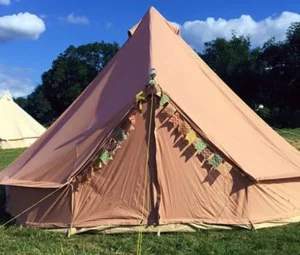 Spacious Ready pitched Bell Tents with Cosy Double Beds and Fresh clean Bed linen